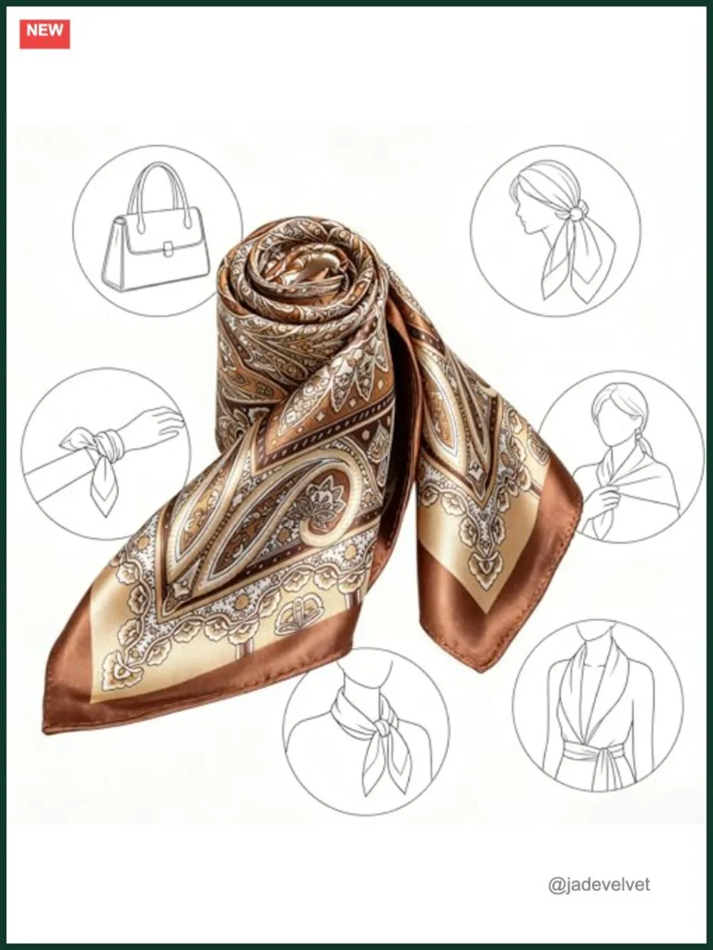 Satin Silk Look Square Scarf for Women Men 27.5